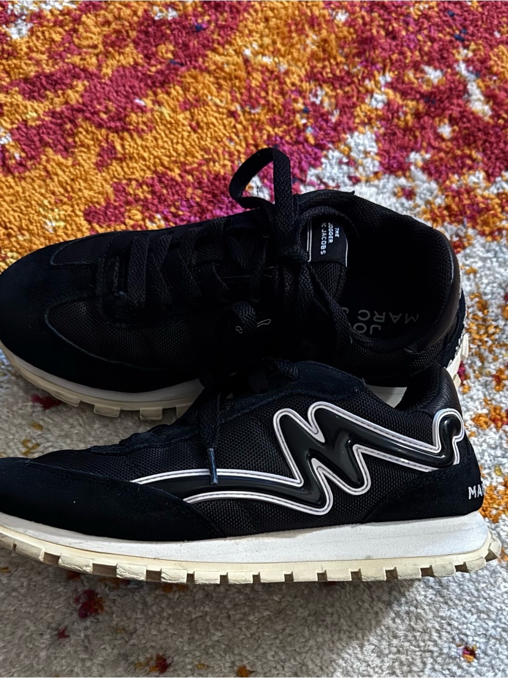 Marc Jacobs Men’s Black Sneakers with White Accent Wave